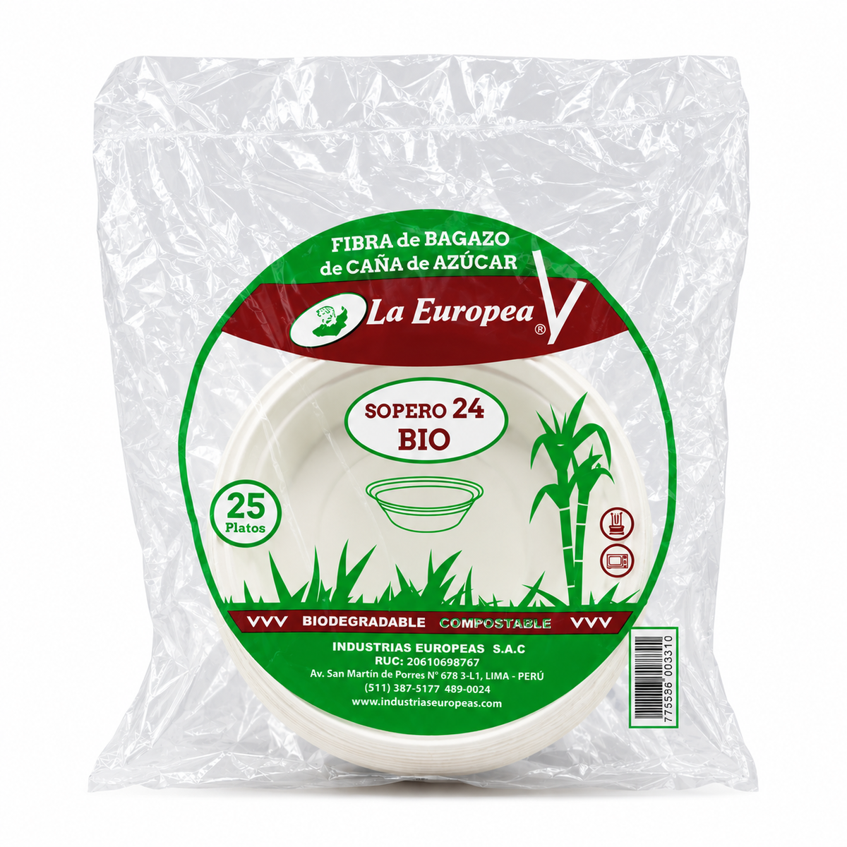 Plato Hondo Fibra Sopero 24 cm Biodegradable
