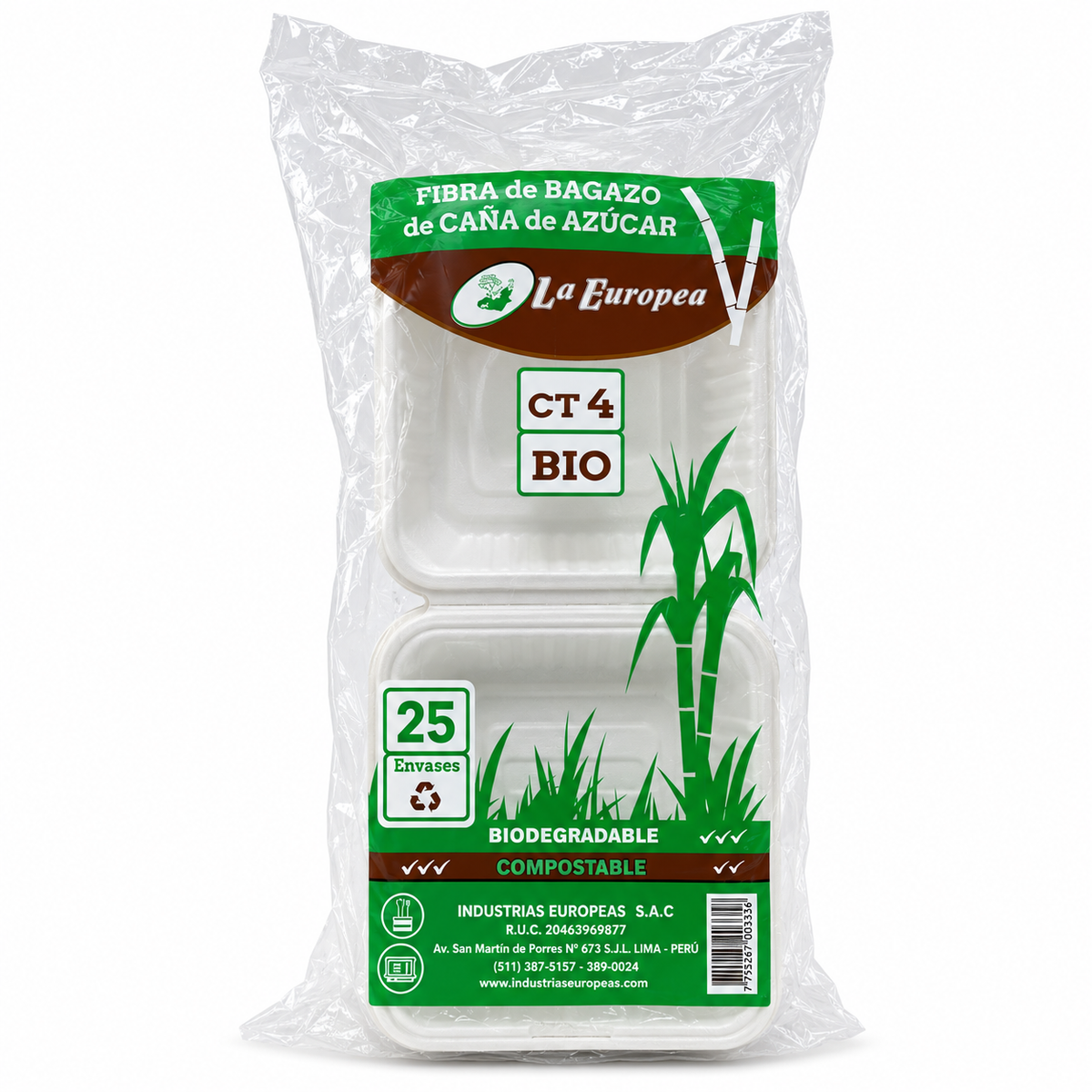 Contenedor Biodegradable B0-03 CT4 Fibra Smp Paquete 25 Und
