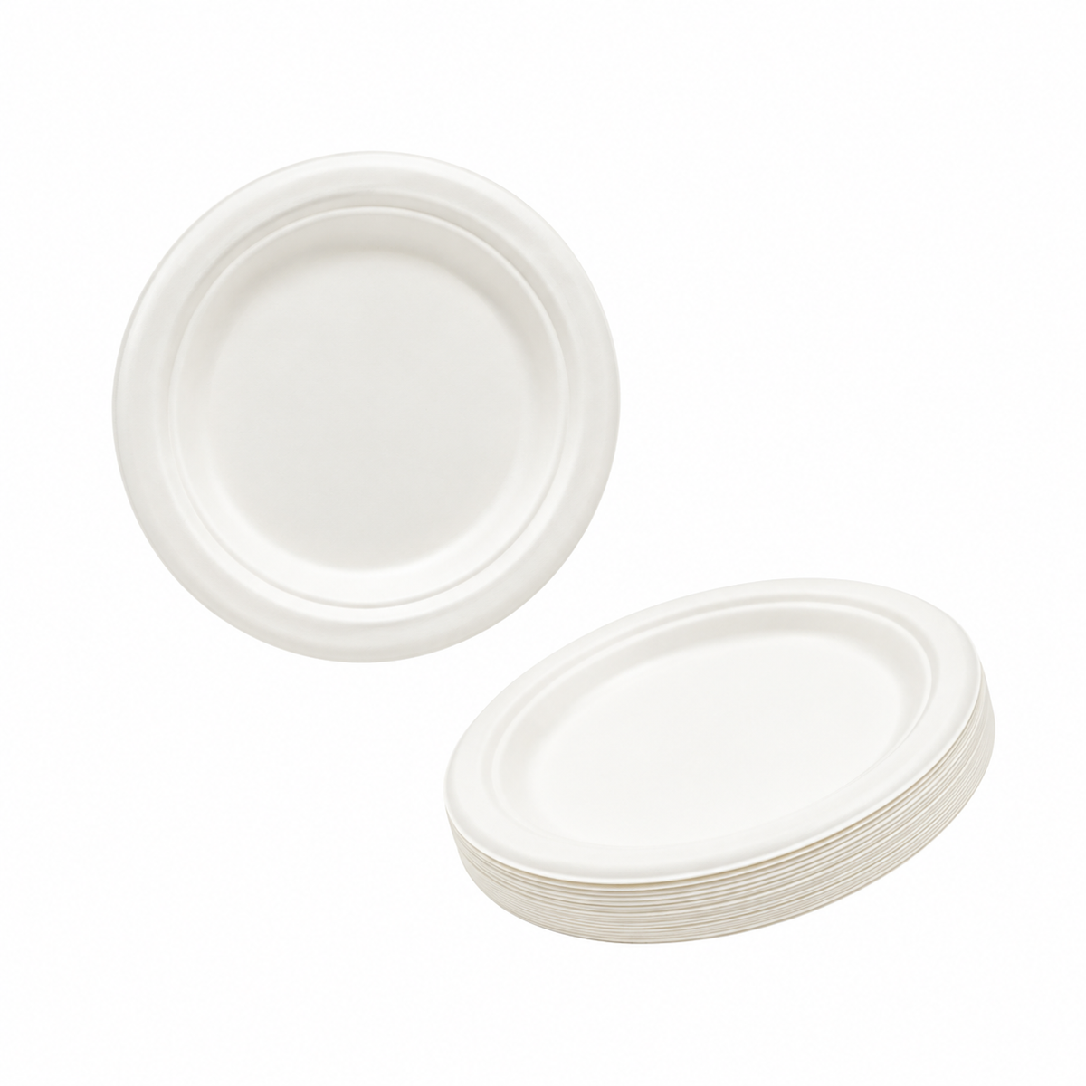 Plato Biodegradable N° 22 Fibra de Bagazo de Caña (Paquete x 25 und.)