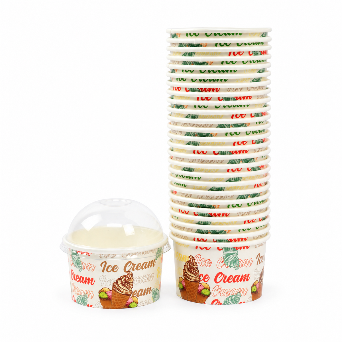 Contenedor De Helado Con Tapa 6oz Paquete 25 und