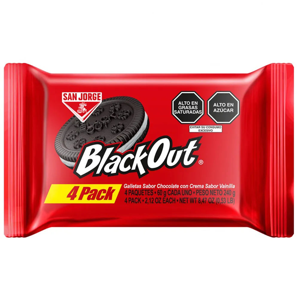 Galleta Black Out Sandwich Rellenas con Crema Sabor a Vainilla Paquete 4un