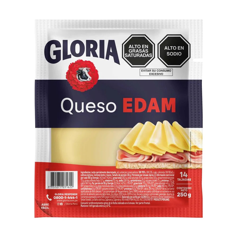 Queso Edam Gloria Paquete 250g