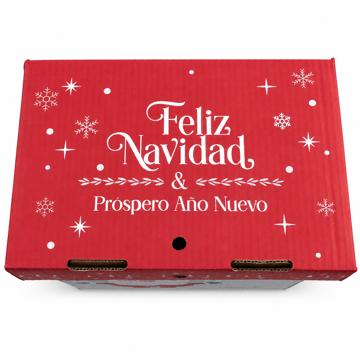 Caja Navideña de Cartón con Tapa y Asas Hohoho