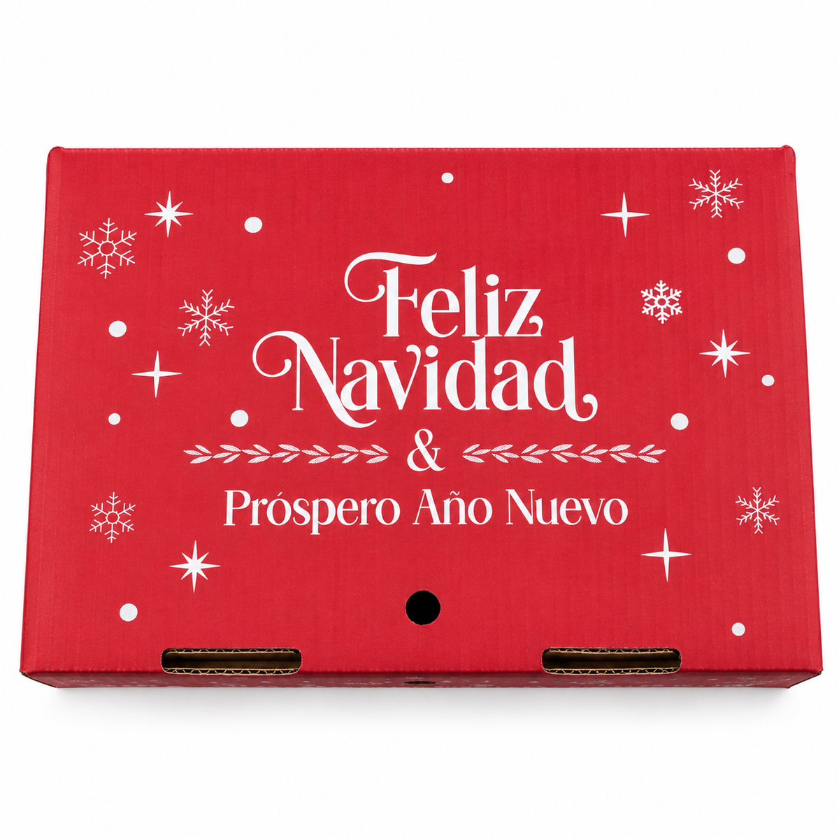 Caja Navideña de Cartón con Tapa y Asas HOHOHO