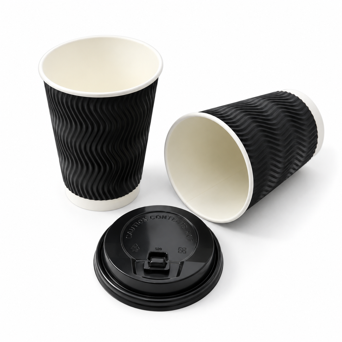 Vaso Corrugado Dasil 12 oz con Tapa Paquete x 25 Und