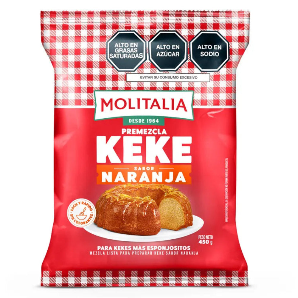 Premezcla Molitalia Keke de Naranja Bolsa 450g