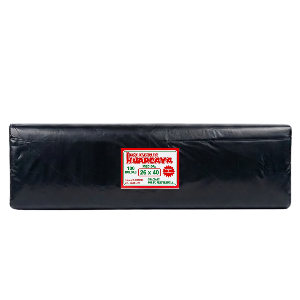 Bolsa Plástica Huarcaya 26 X 40 Negra Gruesa Paquete 100 Und