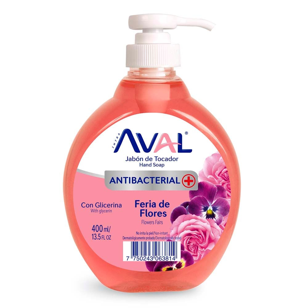 Aval Jabon Liq Antibacterial Feria De Flores 400Ml
