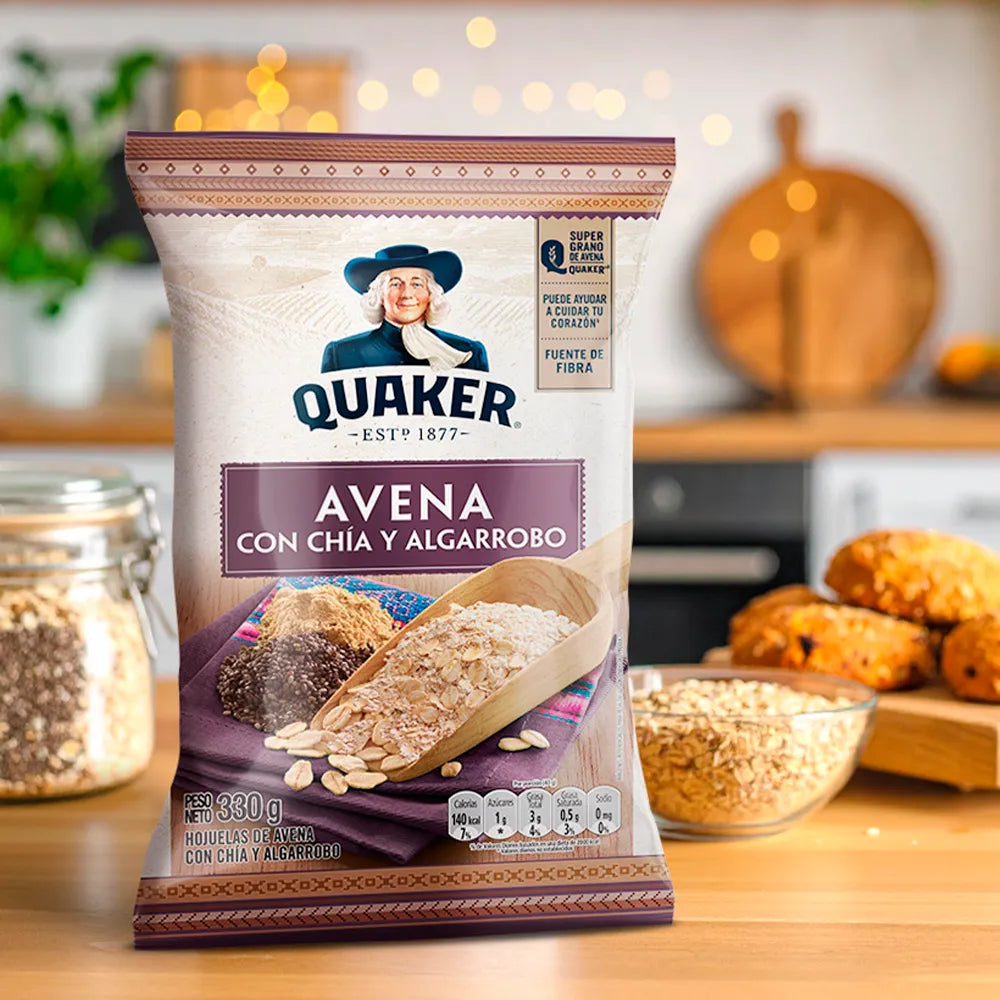 Avena Quaker Con Chía y Algarrobo Bolsa 330g