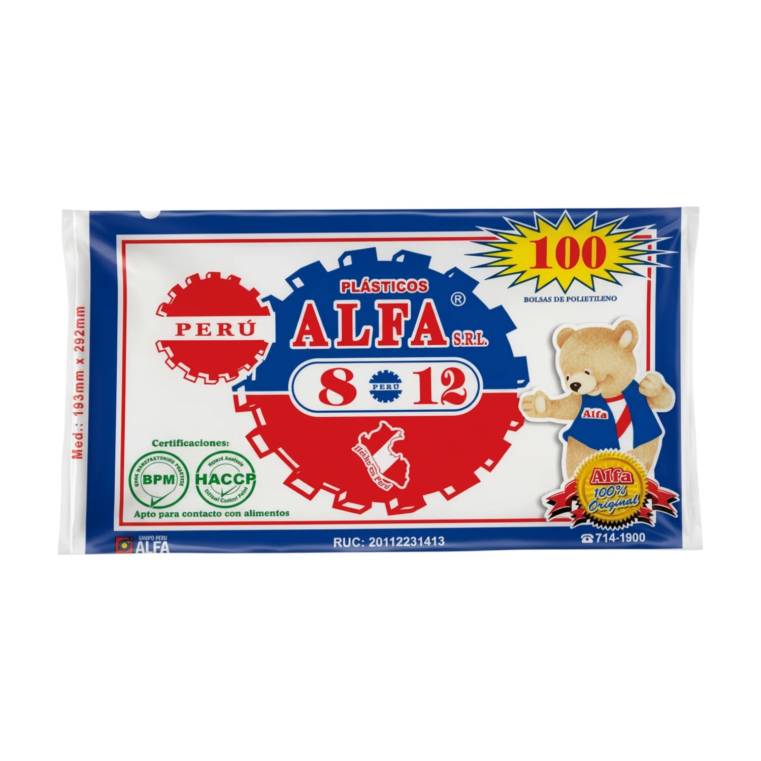 Bolsa De Polietileno Cristal Alfa 8 X 12 paquete 100 Und