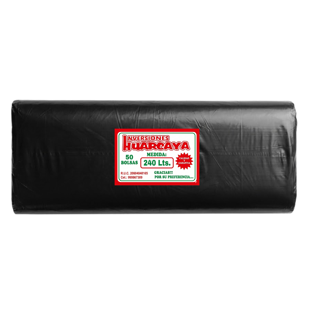 Bolsa Plástica Huarcaya 240L paquete 50Und
