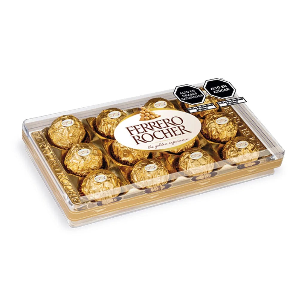 Bombones con Relleno de Avellanas Ferrero Rocher 12und