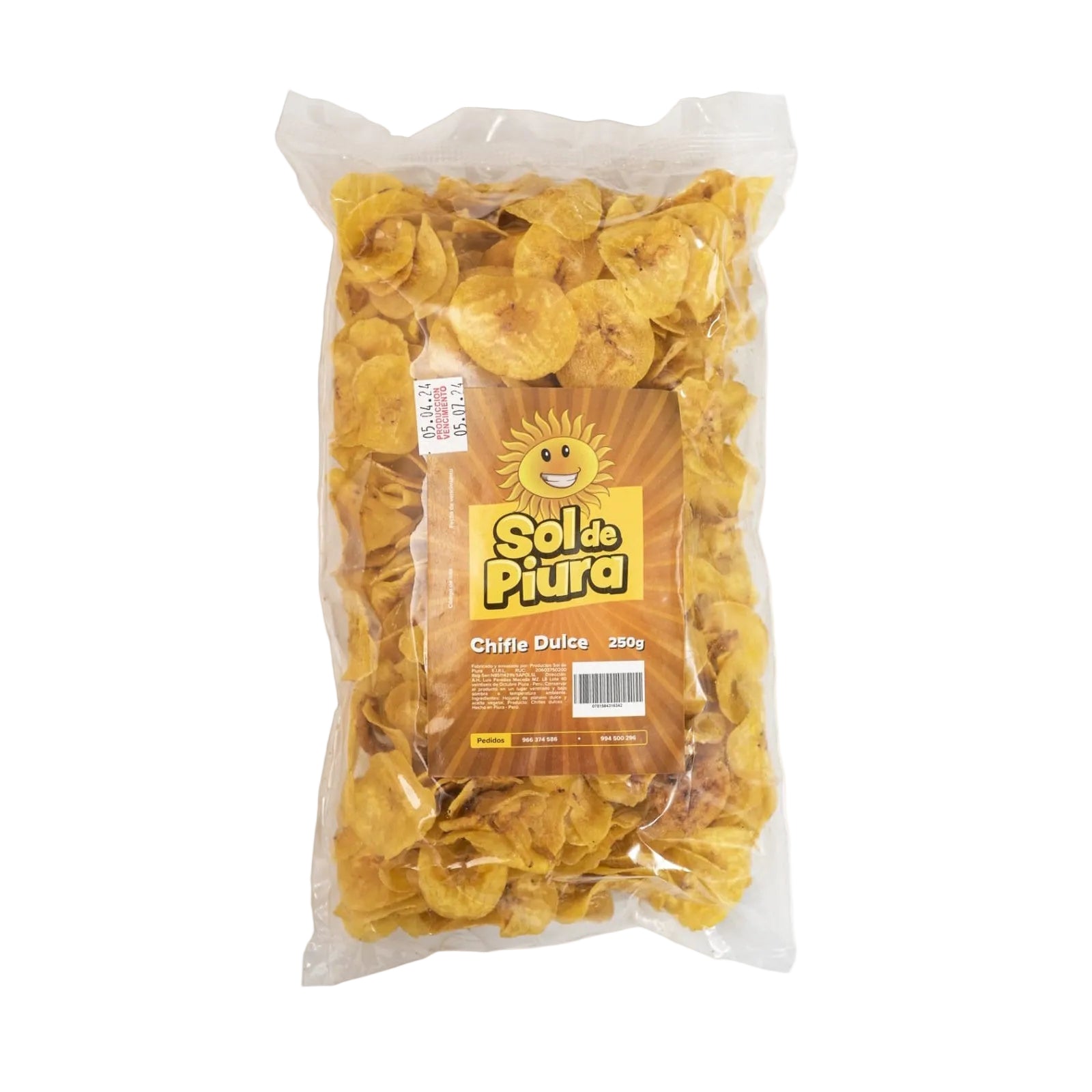 Chifles Sol De Piura Dulce Bolsa 250g