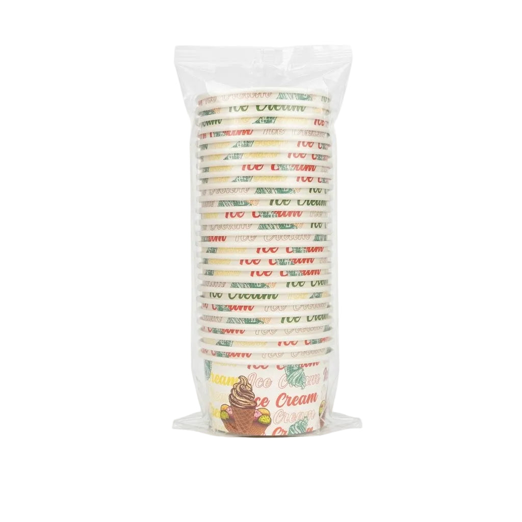 Contenedor De Helado Con Diseño Inecoware 6.5 Oz Paquete 25 und
