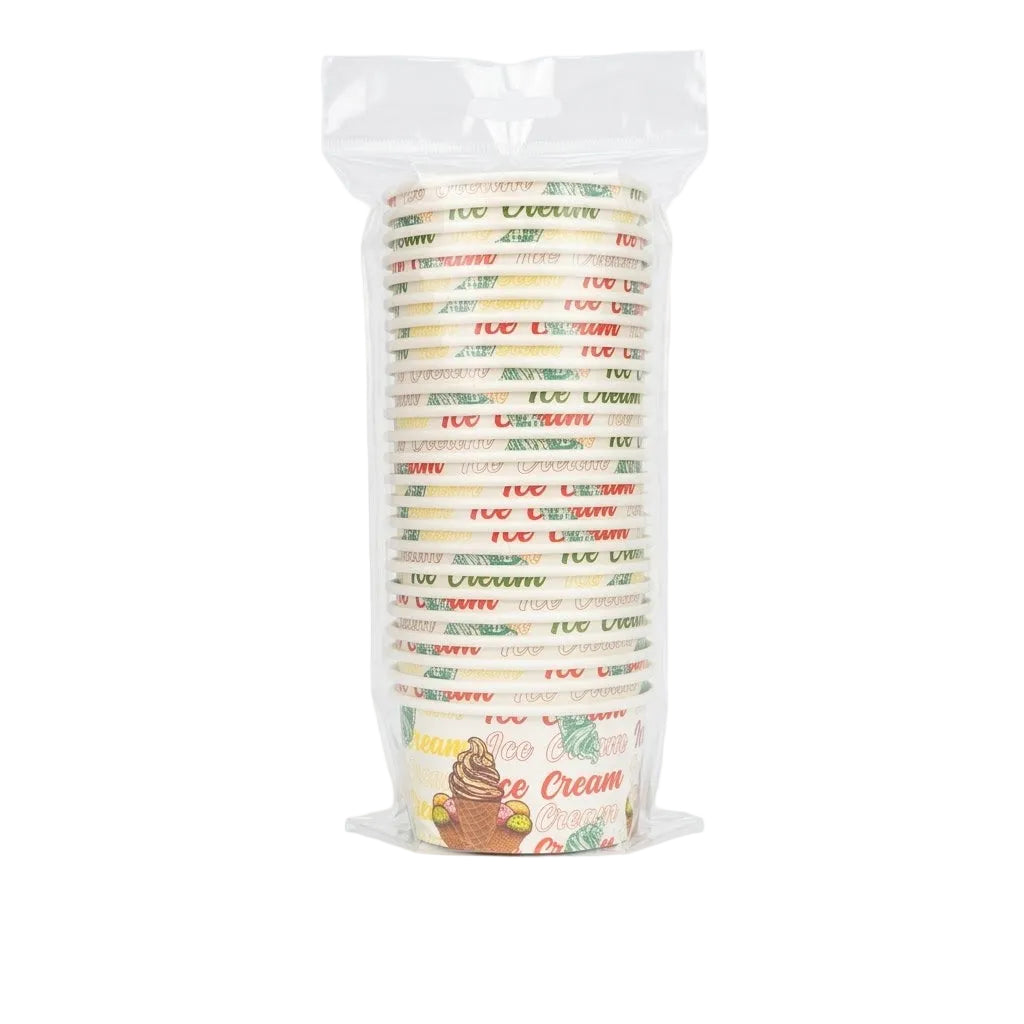 Contenedor De Helado Con Diseño Inecoware 8 Oz Paquete 25und