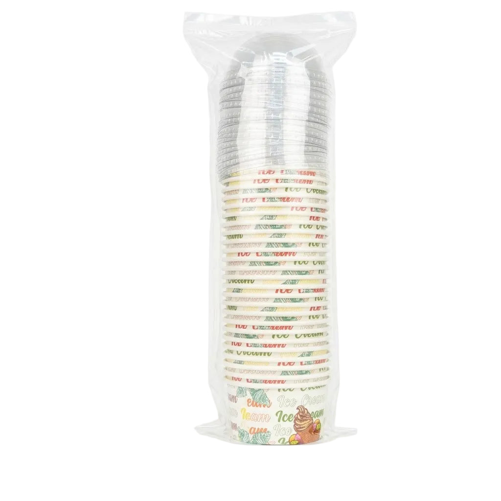 Contenedor De Helado Con Tapa 6oz Paquete 25 und