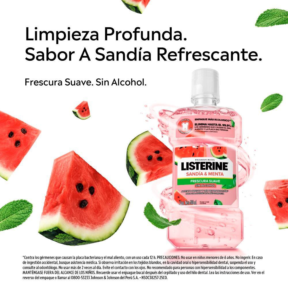 Enjuague Bucal Listerine Sandía Frescura Suave  500ml