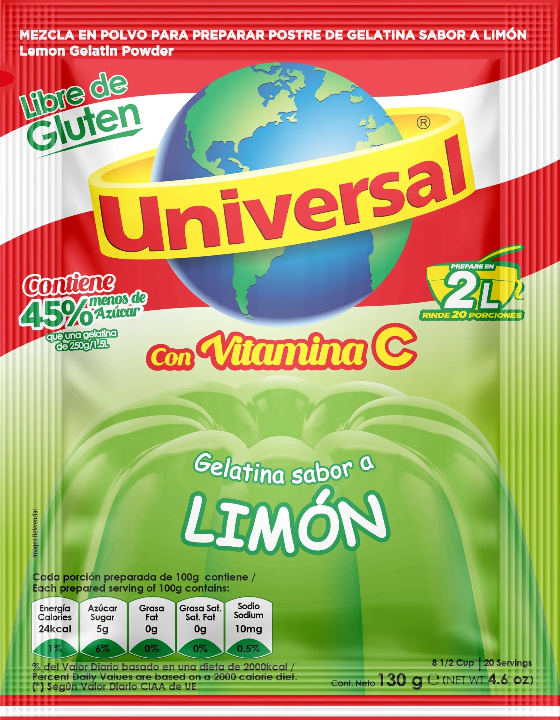 Gelatina Universal Limon 130 G 2L