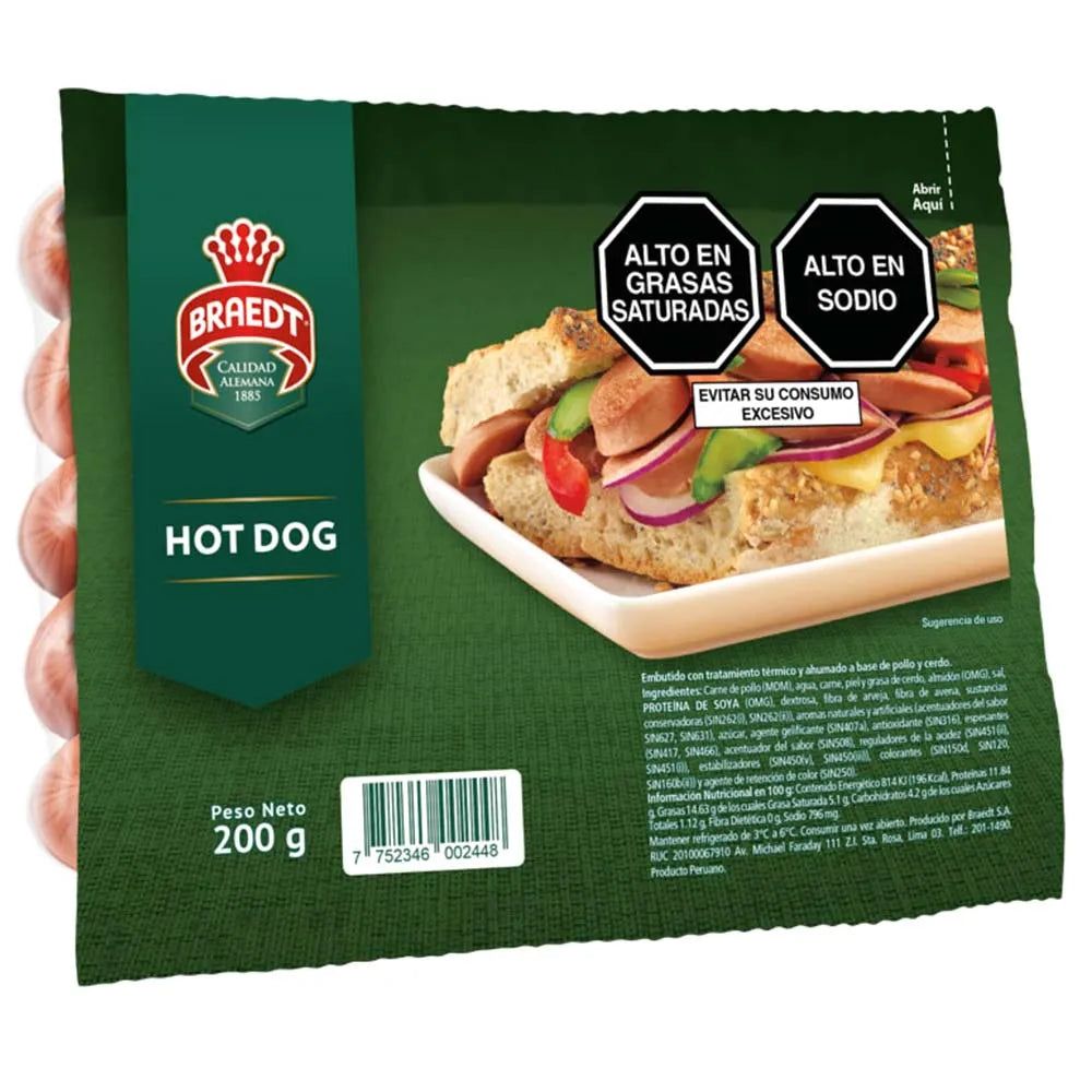 Hot Dog Trdicional Braedt Paquete 200g