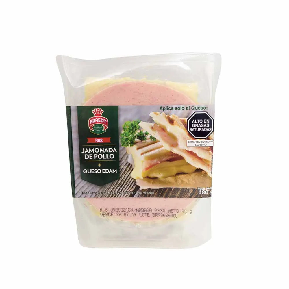 Pack Jamonada De Pollo + Queso Edam Braedt Paquete  180g