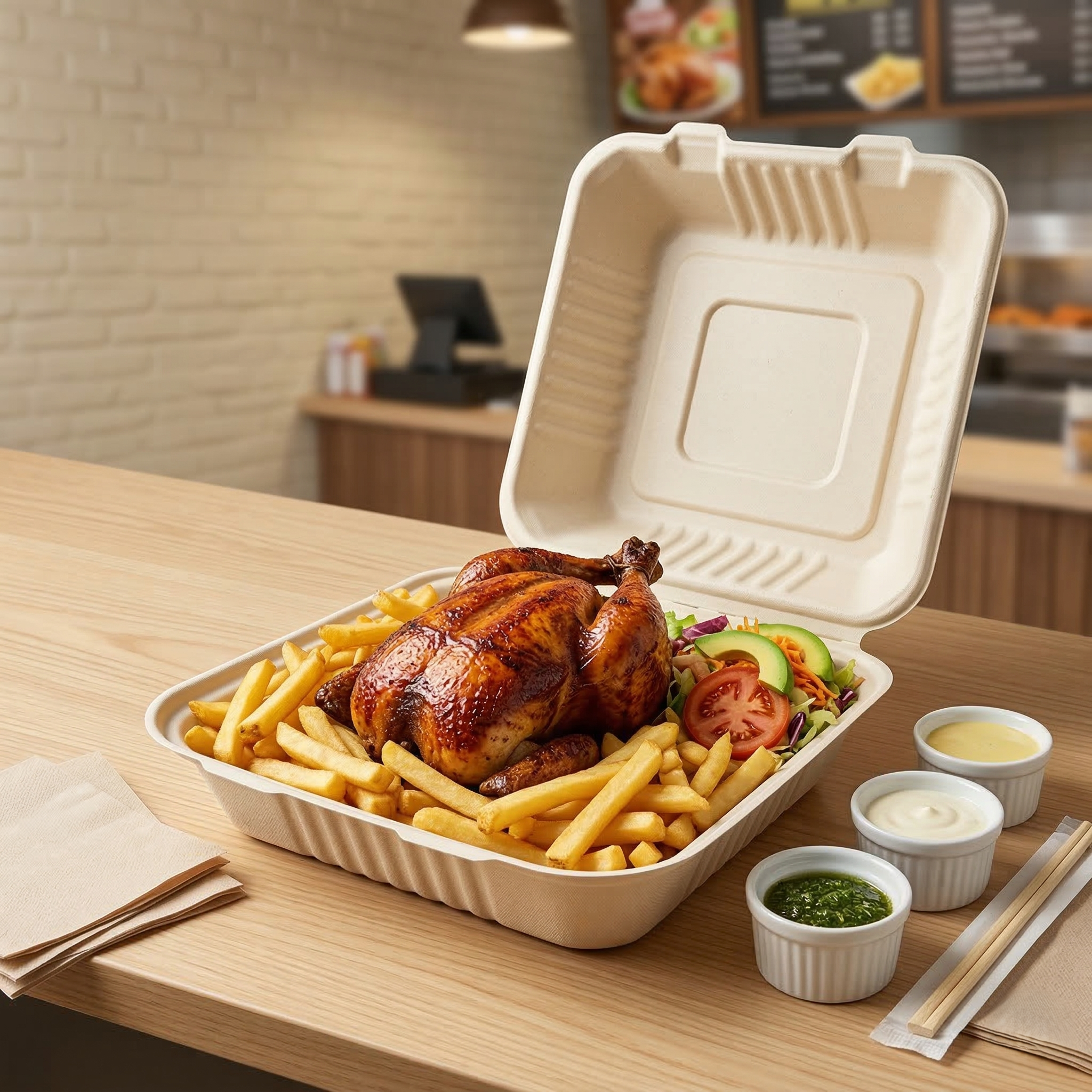 Portacomida Bagazo de Caña Darnel 1150ml Paquete 50 und
