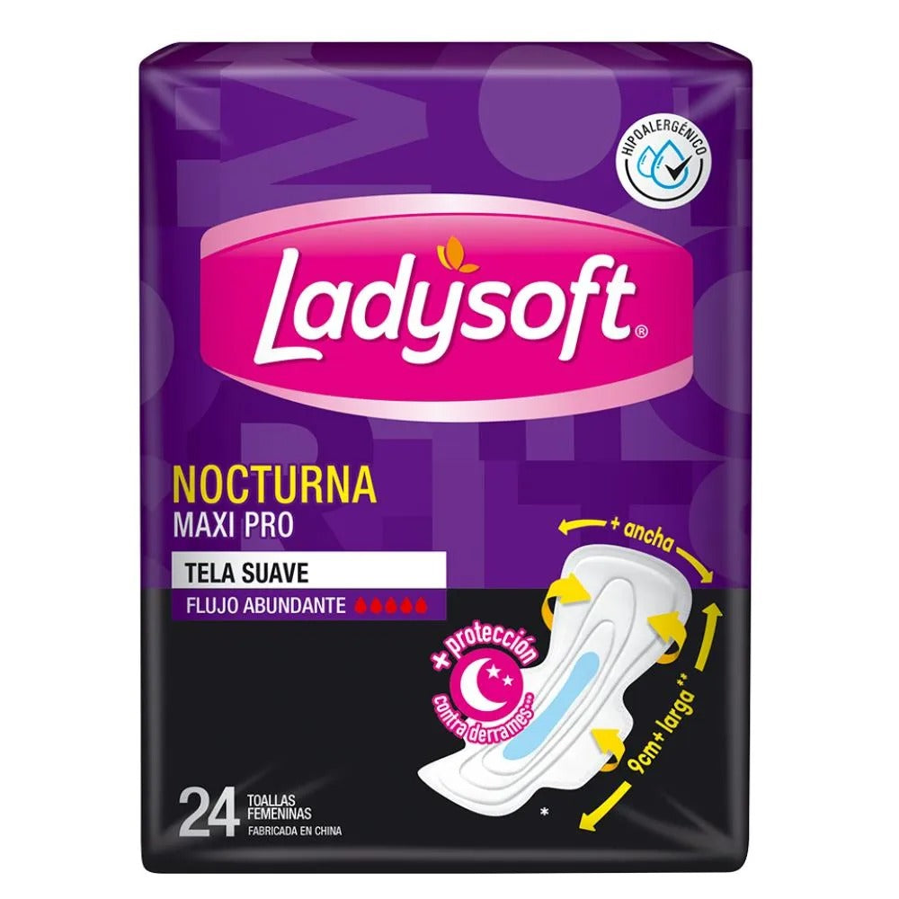 Toalla Higiénica Nocturna Ladysoft Maxi Pro  24 Und