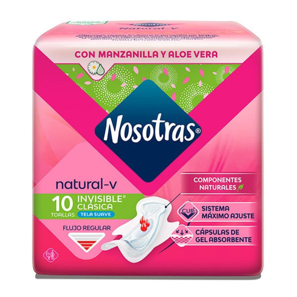 Toallas Higiénicas Nosotras Natural Invisible 10 Und