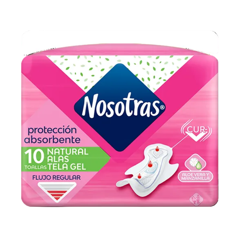Toallas Nosotras Natural Alas Tela Gel 10 und