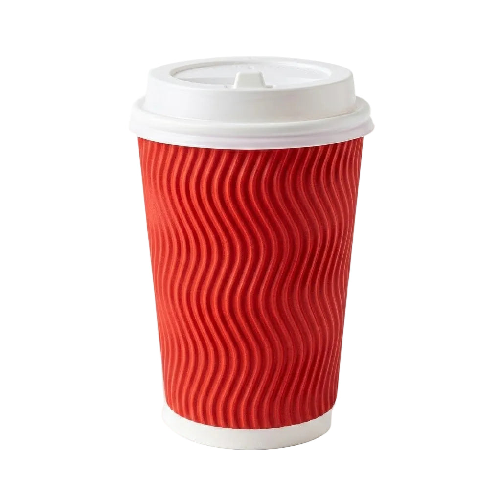 Vaso Corrugado Dasil 12 oz con Tapa Paquete x 25 Und