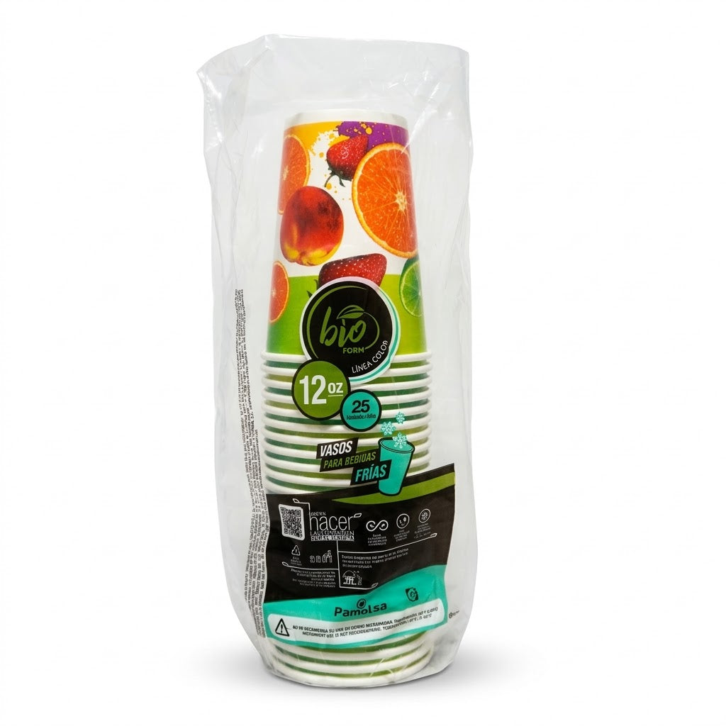 Vaso Fruta Pamolsa Con Tapa 12 Oz Paquete 25 und