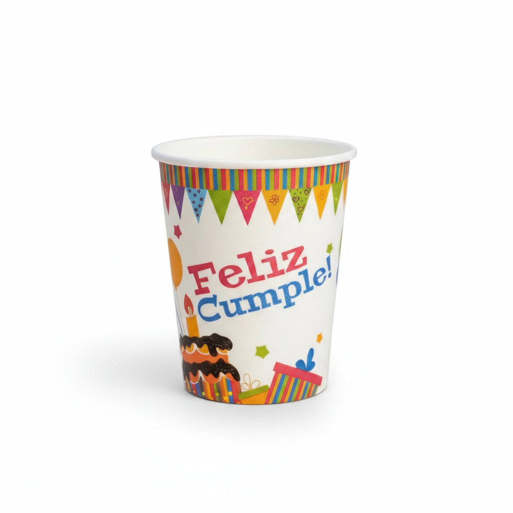 Vaso Polipapel De Cumpleaños 8oz Tevian Paquete 50Und
