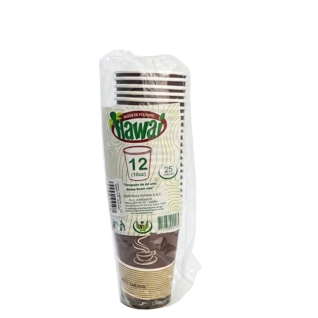 Vaso Polipapel Marrón Hawai 10oz Paquete 25 Und
