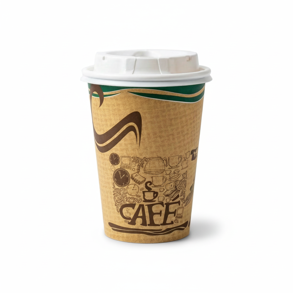 Vaso Polipel Café Onda Verde Pamolsa 12 Oz Paquete 50 Und
