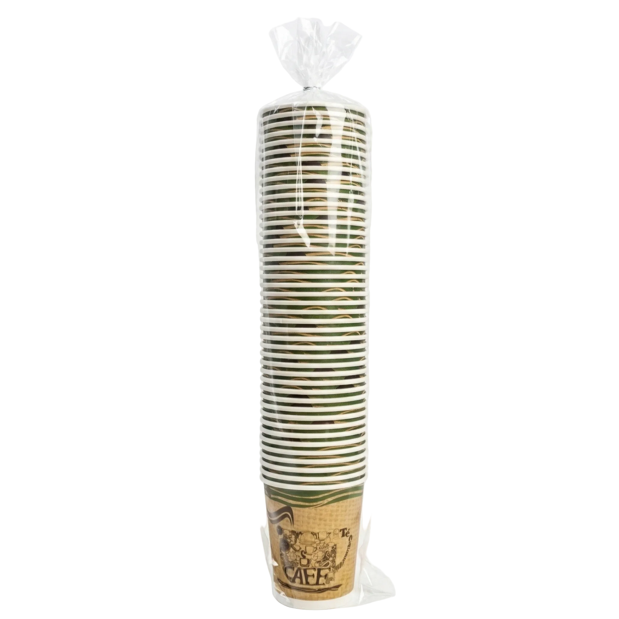 Vaso Polipel Café Onda Verde Pamolsa 8 Oz Paquete 50 Und