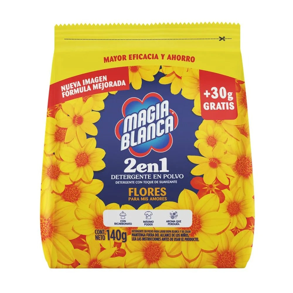 Detergente en Polvo  Magia Blanca Flores 140g