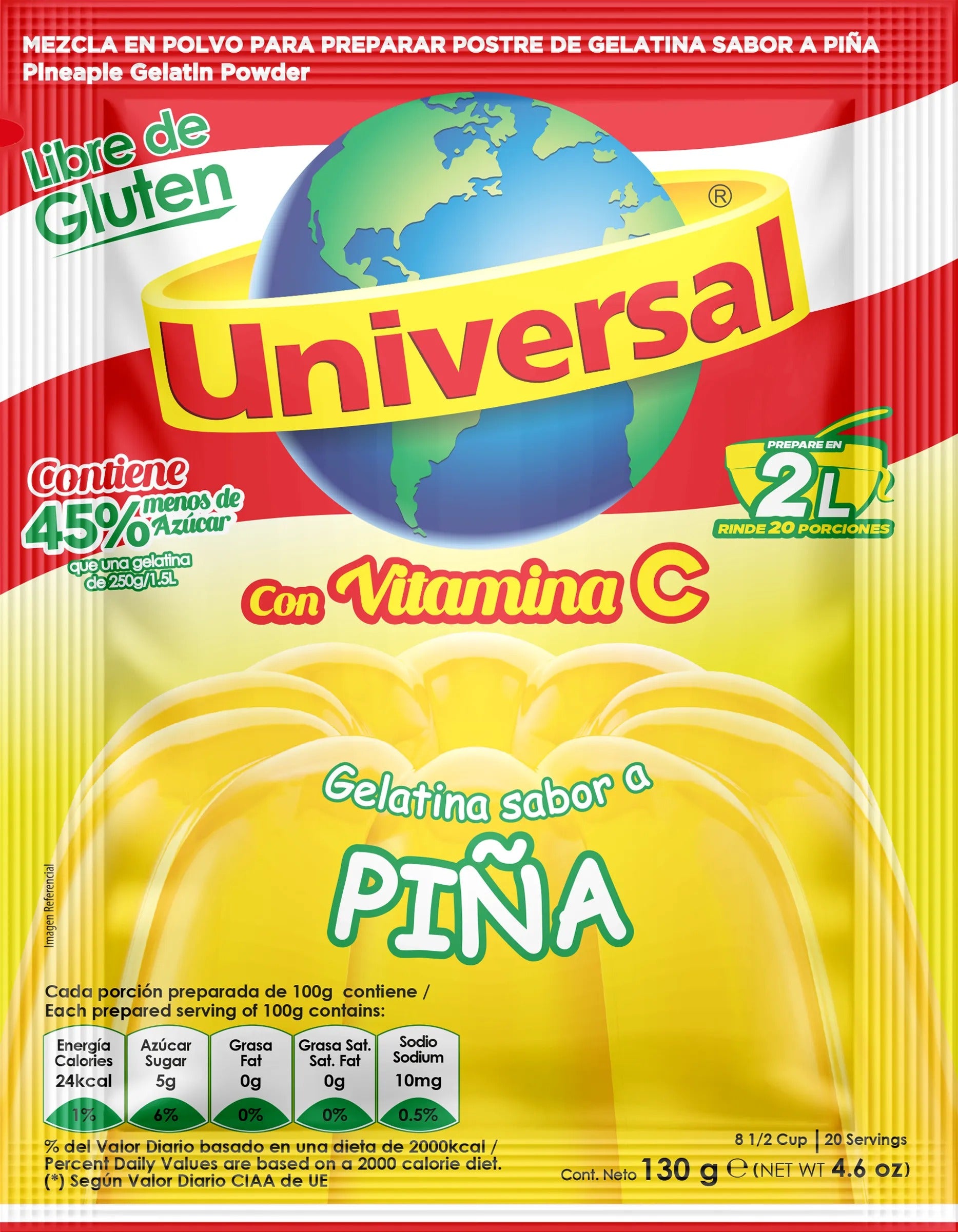 Gelatina Universal Piña 130g 2l