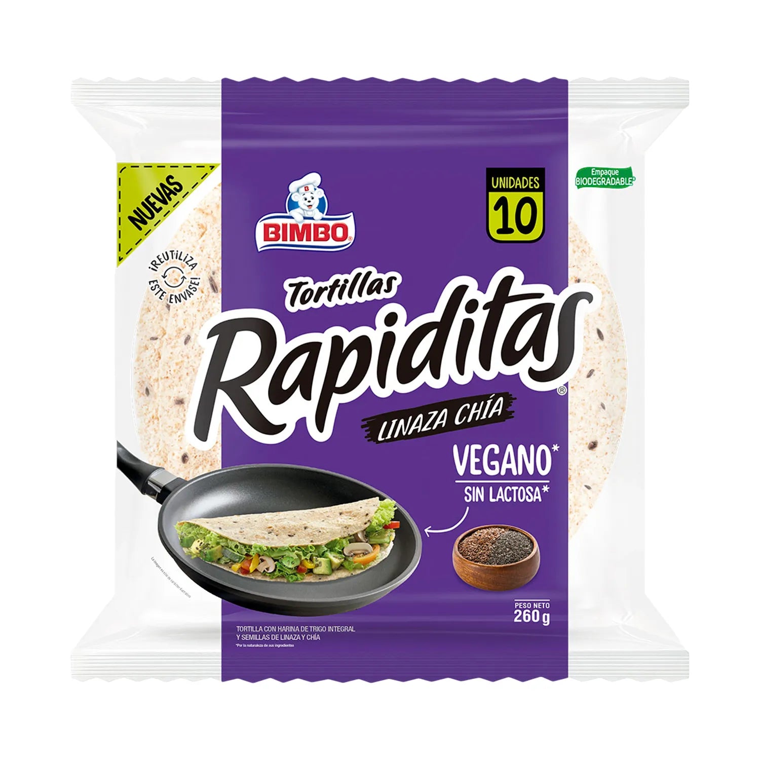 Tortillas Rapiditas Linaza Chia Bimbo 260g